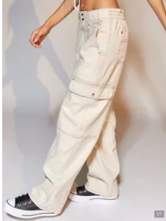 BDG Denim - BDG Women's Cream Urban Outfitters Y2k Cargo Pants Unisex Size 27